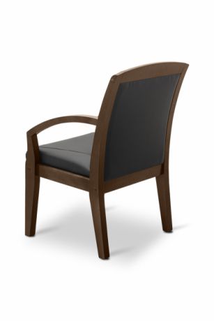 Кресло посетителя Граф с утяжкой натуральная кожа / черная/ дерево венге