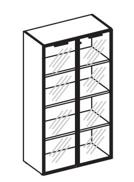 Шкаф средний широкий со стеклянными дверьми орех (шпон)
