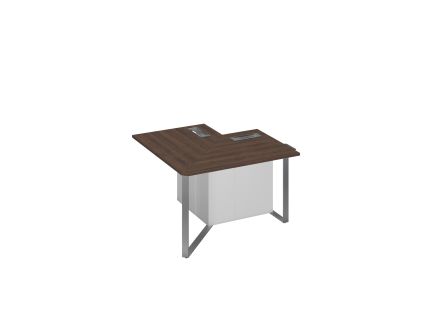 Секция угловая составного стола для переговоров дуб гладстоун (столешница, фасад, топ)/ белый премиум (корпус)