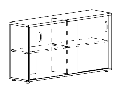Шкаф-купе низкий (для 2-х столов 80) дуб шамони
