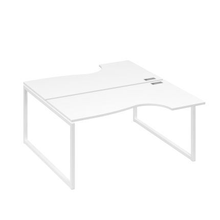 Рабочая станция (2х160) столы Классика опоры QUATTRO белый премиум / металлокаркас белый