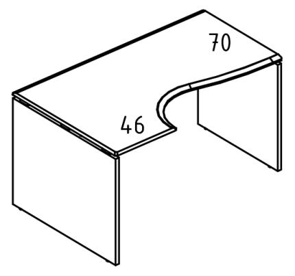 Стол эргономичный "Классика" на каркасе ДСП (2 скоса) левый вяз либерти / мокко премиум