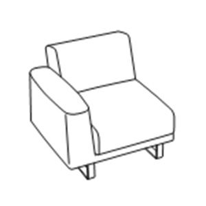 Кресло  с правым подлокотником натуральная кожа / P01/145