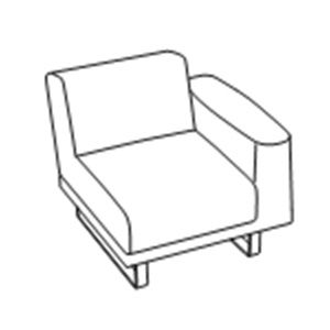 Кресло одноместное с 1-м левым подлокотником ткань / B01/010